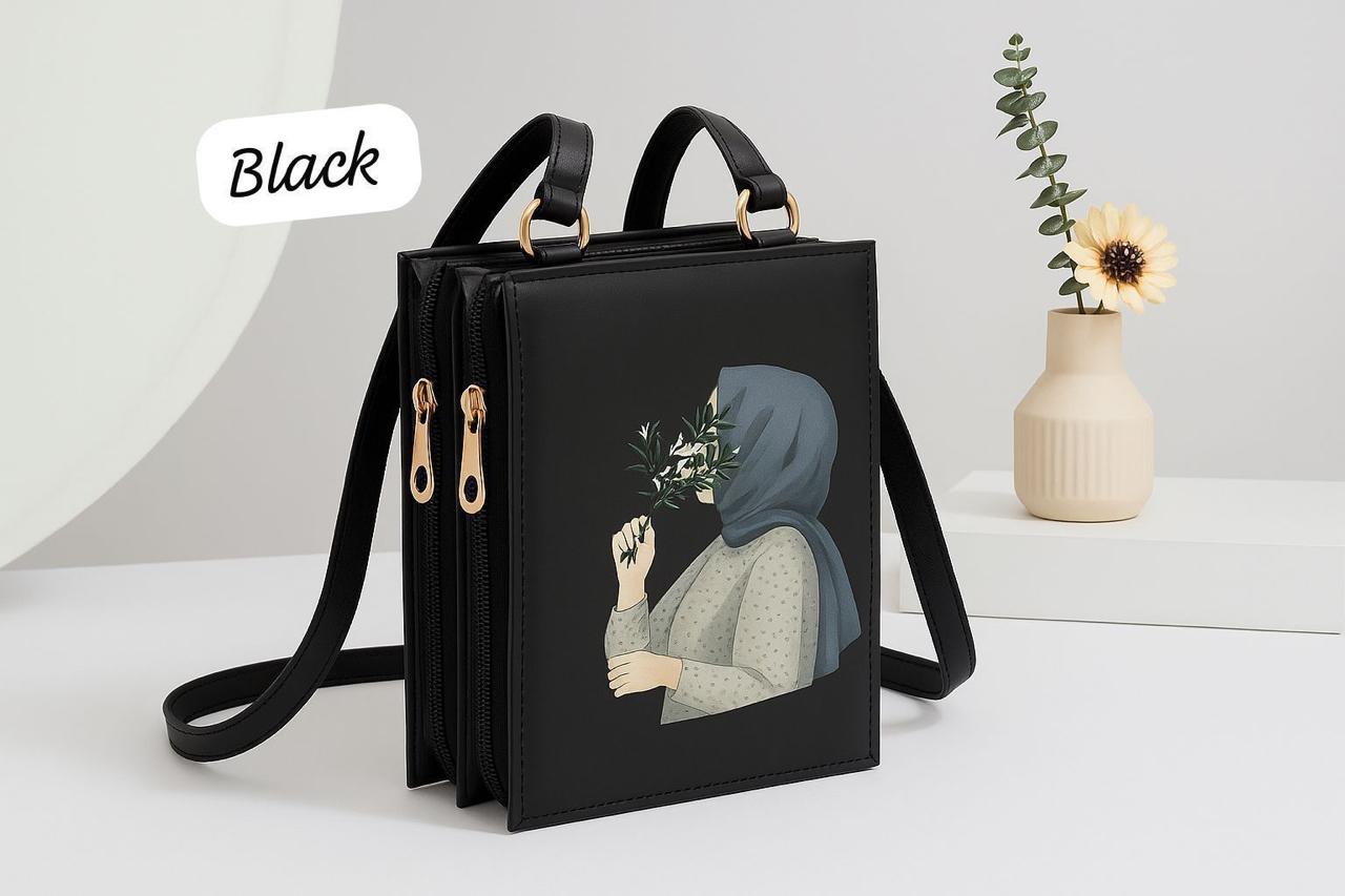 Illustrated Crossbody Mobile Wallet - Floral Design Smartphone Bag with Card Slots