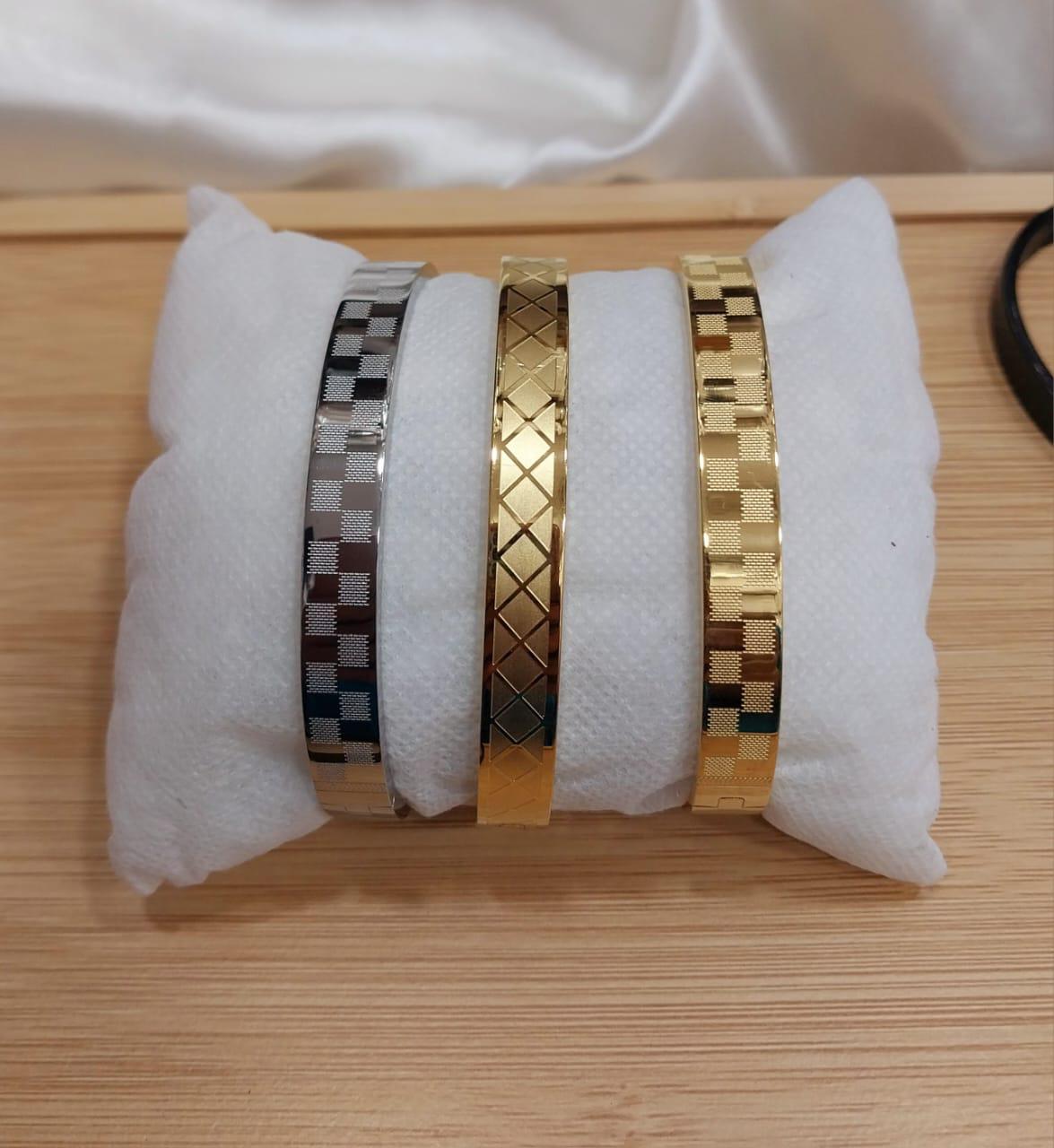 Modern Geometric Bangles Collection - Stainless Steel Unisex Bracelets Gold Silver Black